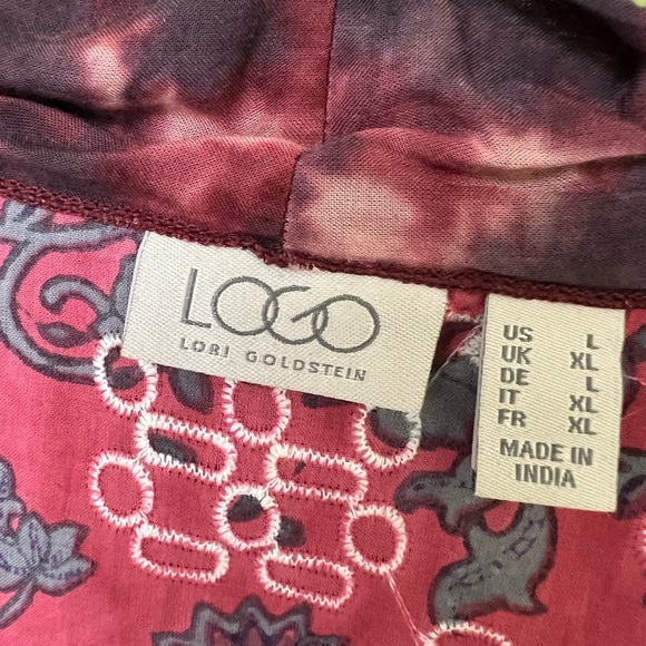 LOGO by Lori Goldstein Red and Black Sleeveless Top - Picture 2 of 9